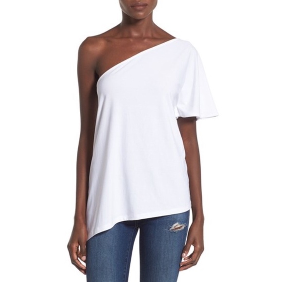 Leith Tops - Leith white one shoulder top Leith Tops - Leith white one shoulder top